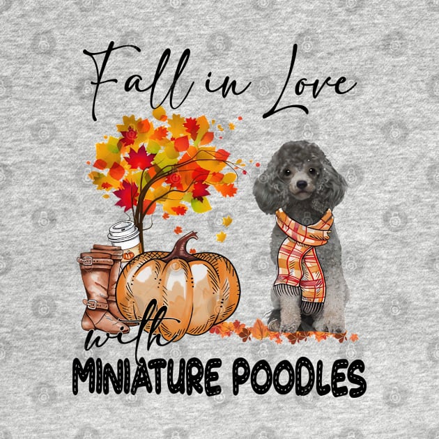 Fall In Love With Miniature Poodles Fall Pumpkin Thanksgiving by cyberpunk art